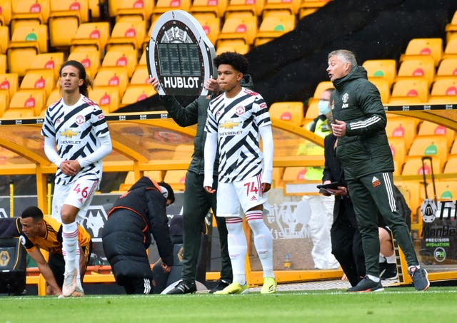 Hannibal Mejbri, left, and Shola Shoretire came on for youthful Manchester United side