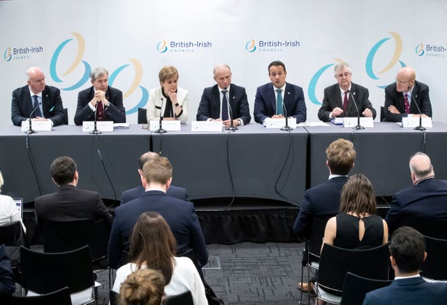 A press conference at a British-Irish Council summit meeting in Manchester