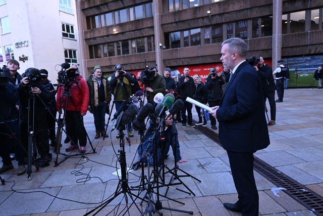 Detective Chief Inspector John Fitzgerald speaking to the media outside Liverpool Crown Court
