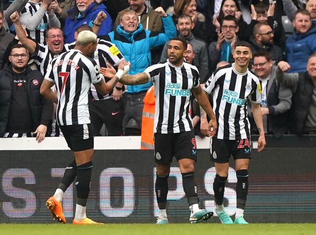 Callum Wilson (centre) scored Newcastle's sixth