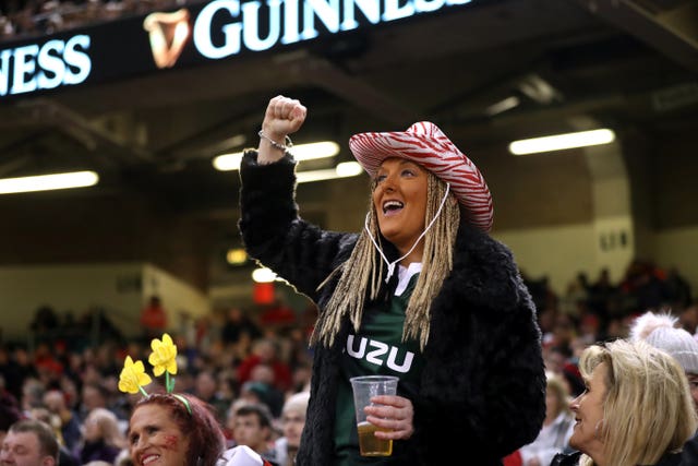 Wales fans in the stands at the Principality Stadium 