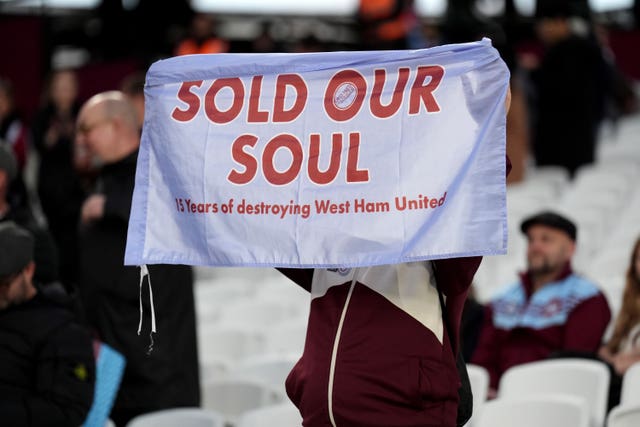 West Ham fan during a sit-in protest