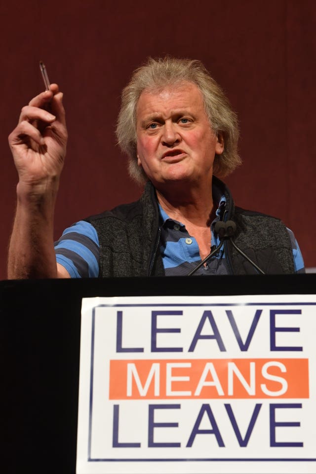 JD Wetherspoon chairman Tim Martin speaks at a Leave Means Leave 'Save Brexit' rally at the Queen Elizabeth II Conference Centre in central London