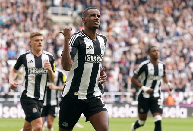 Alexander Isak celebrates