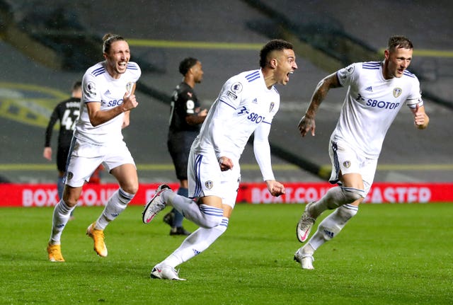 Rodrigo, centre, became Leeds' club record £27million signing in August