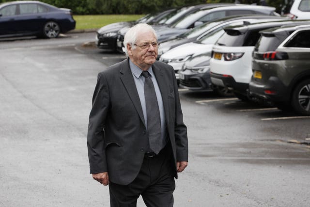 Michael Gallagher, the father of Omagh bomb victim Aiden Gallagher, arrives at the Silverbirch Hotel in Omagh for the Omagh Bombing Inquiry