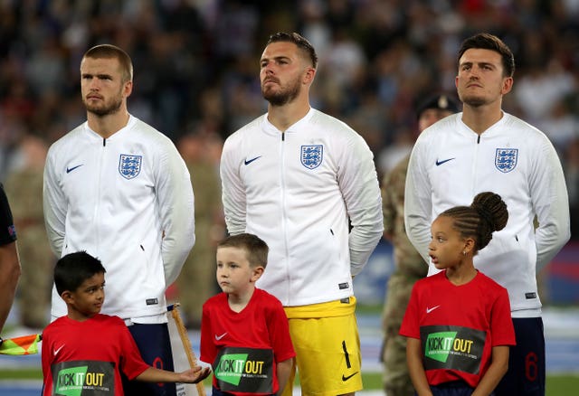 Jack Butland, centre, had a nervy start 