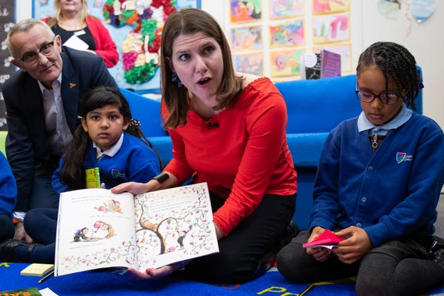 Liberal Democrat leader Jo Swinson during a visit to Trumpington Park Primary School in Cambridge