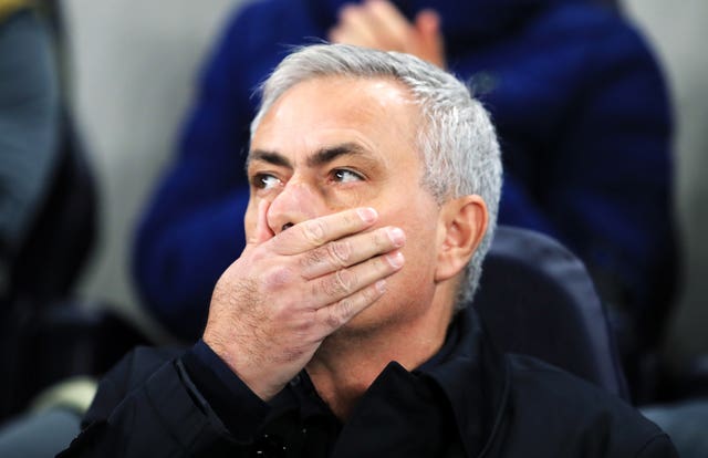 Tottenham manager Jose Mourinho reacts to Olympiacos taking a 2-0 lead 