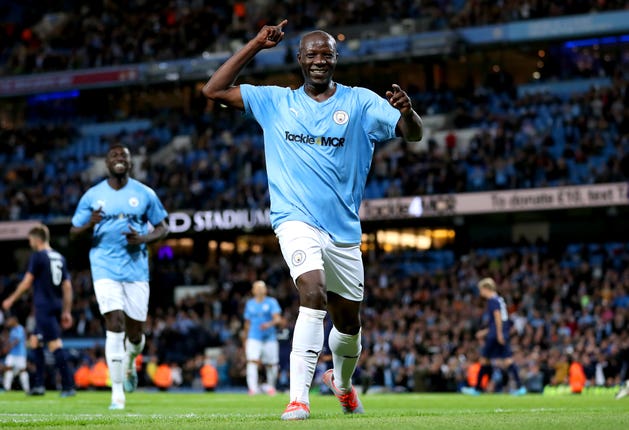 Benjani celebrates his equaliser