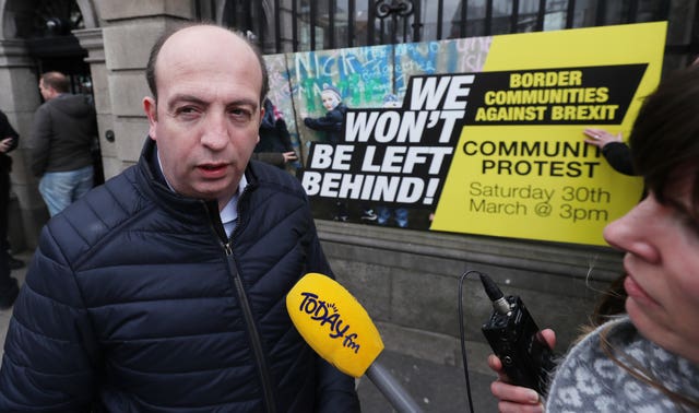 Damian McGinnity from the campaign group Border Communities Against Brexit outside Leinster House