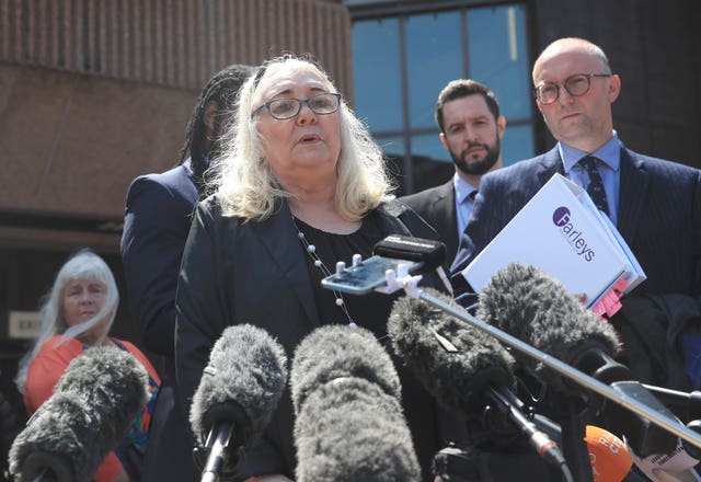 Anthony Grainger’s mother Marina speaks to the media outside Liverpool Crown Court