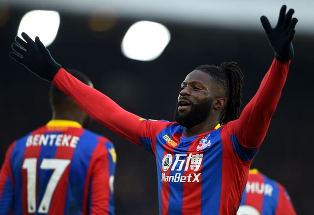 Crystal Palace’s Bakary Sako in a ManBetX shirt (Daniel Hambury/PA)