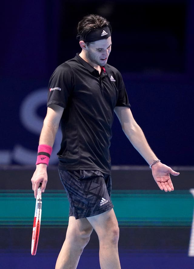 Dominic Thiem shows his frustration during his final defeat