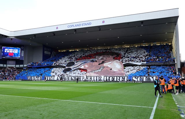 A general view of the Copland Stand with a large banner