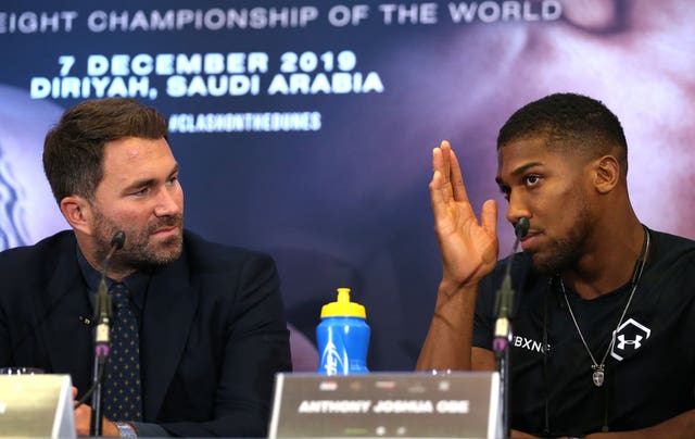 Eddie Hearn, left, claimed the fight between Anthony Joshua, right, and Tyson Fury is 