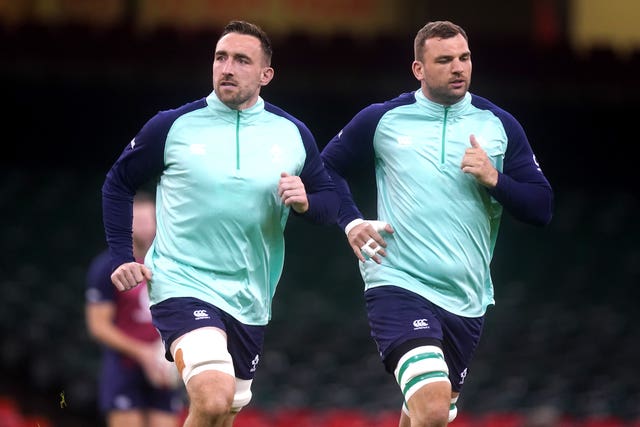 Tadhg Beirne, right, was inadvertently injured by Ireland team-mate Jack Conan