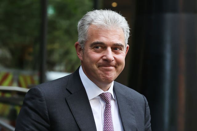 Sir Brandon Lewis leaving the Clayton Hotel in Belfast after giving evidence to the UK Covid-19 Inquiry