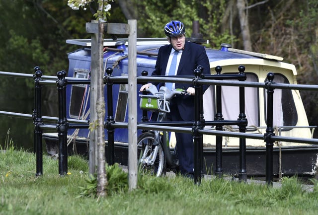 Boris Johnson on a bike