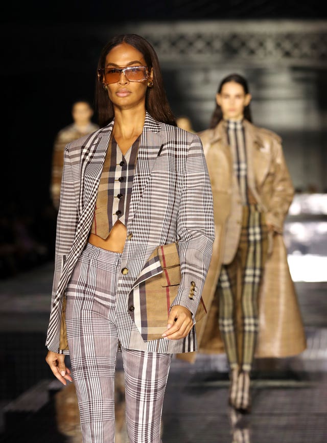 Joan Smalls during the Burberry show at London Fashion Week February 2020, held at Olympia National, London.