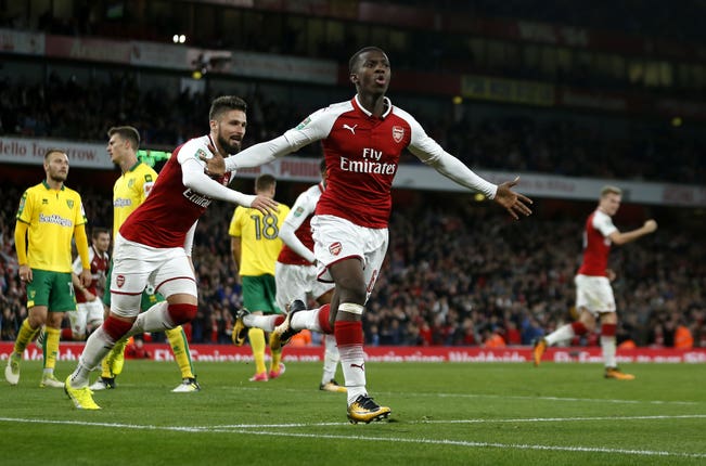 Eddie Nketiah in action for Arsenal