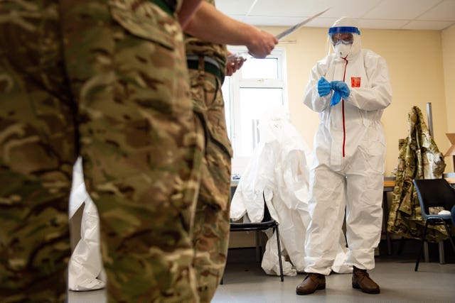 Members of the British Army learnt how to apply PPE