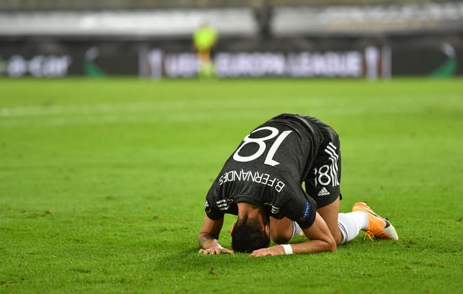 Bruno Fernandes was dejected after United's loss