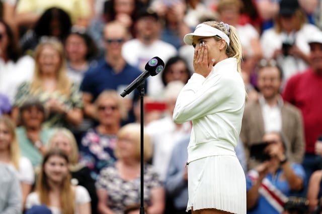 An emotional Katie Boulter after her on-court interview