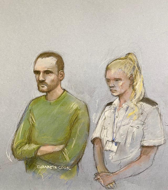 Court sketch of Marcus Arduini Monzo at the Old Bailey, London, on Wednesday