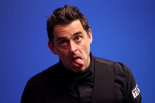 Ronnie O’Sullivan pulls a face during the match 