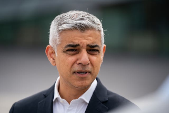 Mayor of London Sadiq Khan speaking to the media outside City Hall in London