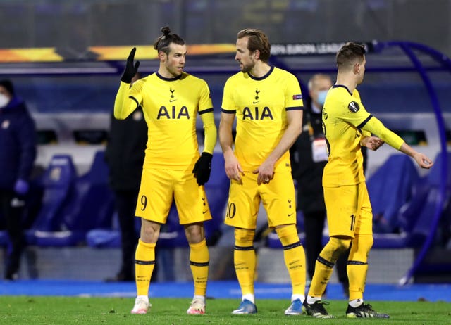 Tottenham's Gareth Bale and Harry Kane during the Europa League defeat against Dinamo Zagreb