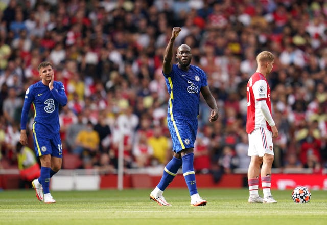 Romelu Lukaku celebrating his debut goal