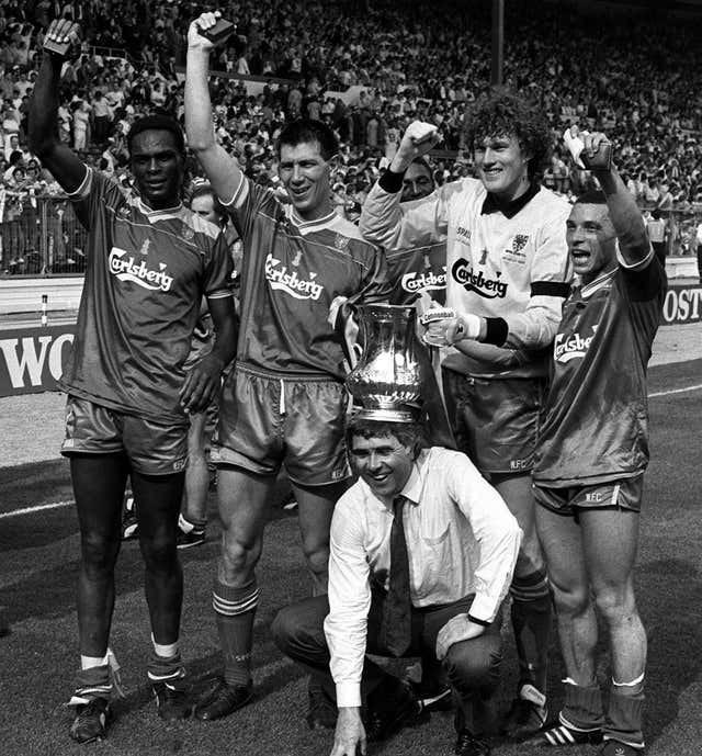 Wimbledon celebrate their 1988 FA Cup final victory over Liverpool