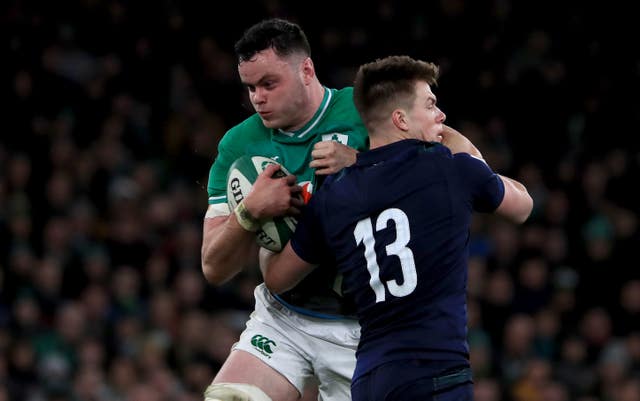 Ireland's James Ryan, left, will be without regular second row partner Iain Henderson for the remainder of the Six Nations