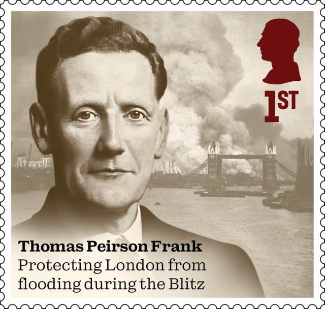 Thomas Peirson Frank on one of 10 stamps that honour men and women who made extraordinary contributions during the Second World War to mark the 80th anniversary of VE Day