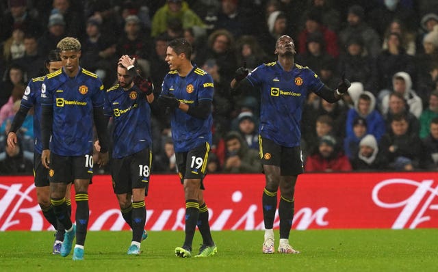 Paul Pogba, right, celebrates his goal