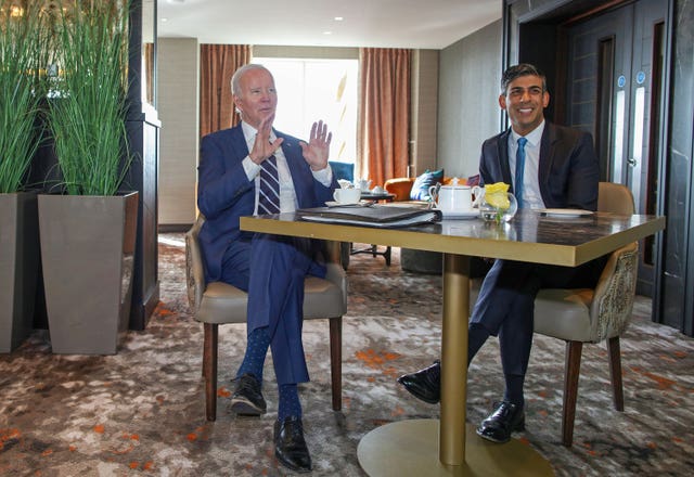 Mr Biden earlier met with Prime Minister Rishi Sunak