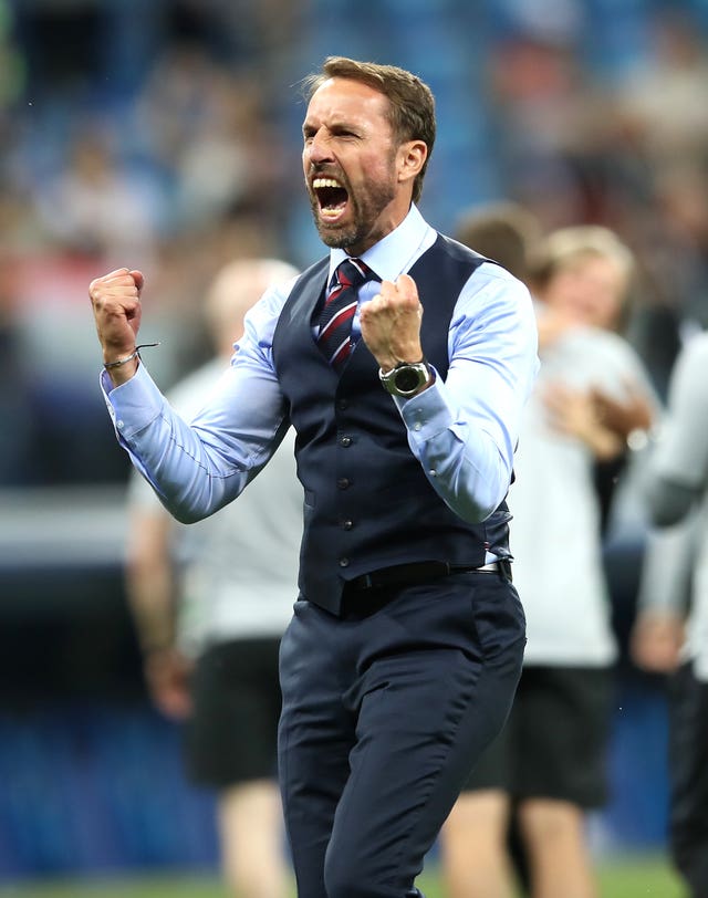 England manager Gareth Southgate celebrates the win over Tunisia