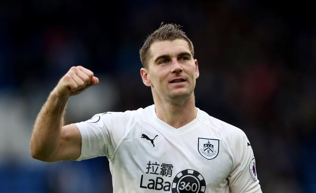 Burnley forward Sam Vokes celebrates. (PA)