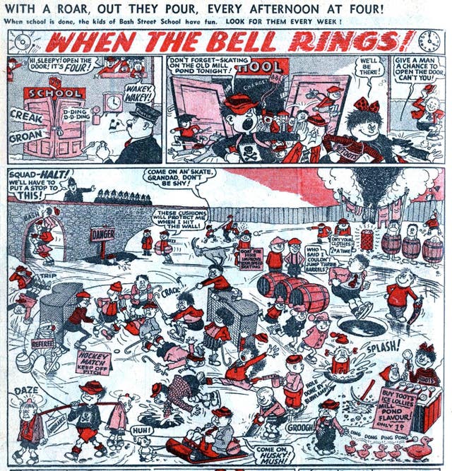 Photo of 'When the Bell Rings!' the first comic strip which spawned the Bash Street Kids in 1954 (DC Thomson/PA)