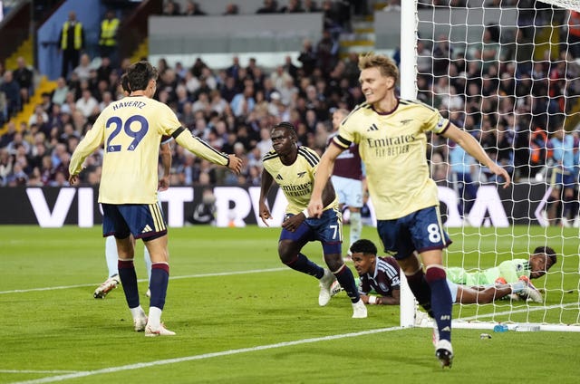 Arsenal’s Bukayo Saka celebrates