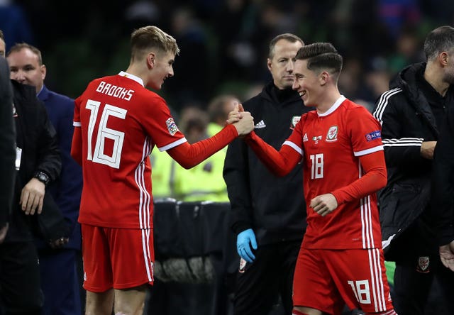 Harry Wilson, right, celebrates after the game