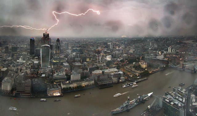 Lightning above Central London as seen from The View From The Shard