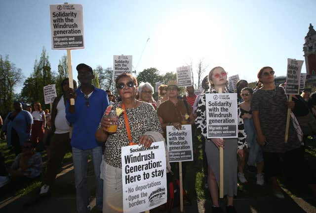 Stand up to Racism organised the event in solidarity with the Windrush generation and their families (Yui Mok/PA)