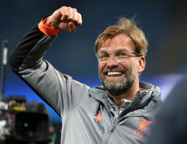 Liverpool boss Jurgen Klopp celebrates Liverpool's second-leg win at the Etihad Stadium.