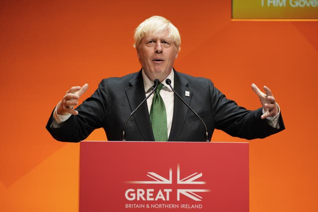 Boris Johnson speaking at the the Commonwealth Business Forum at the ICC in Birmingham
