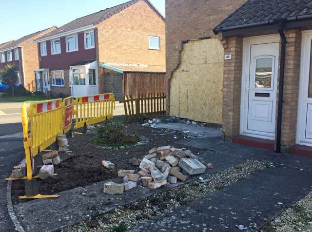 Mrs Woodier's house following the incident (Claire Hayhurst/PA)
