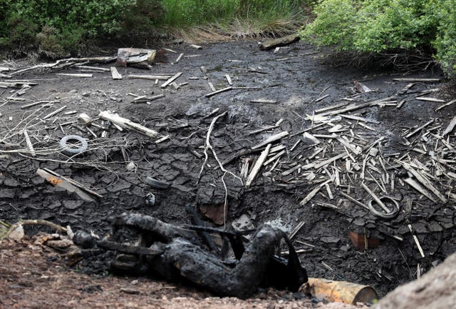 Debris taken from the emptied Leanach Quarry