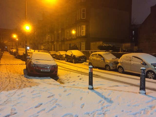 Wintry scenes in Shawlands on the south side of Glasgow (Lucinda Cameron/PA)